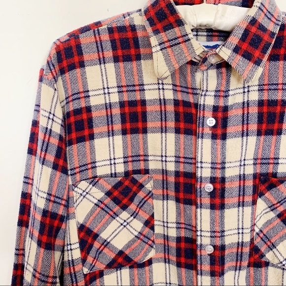Vintage Flannel Plaid Work Shirt - Red and Blue - Picture 3 of 5
